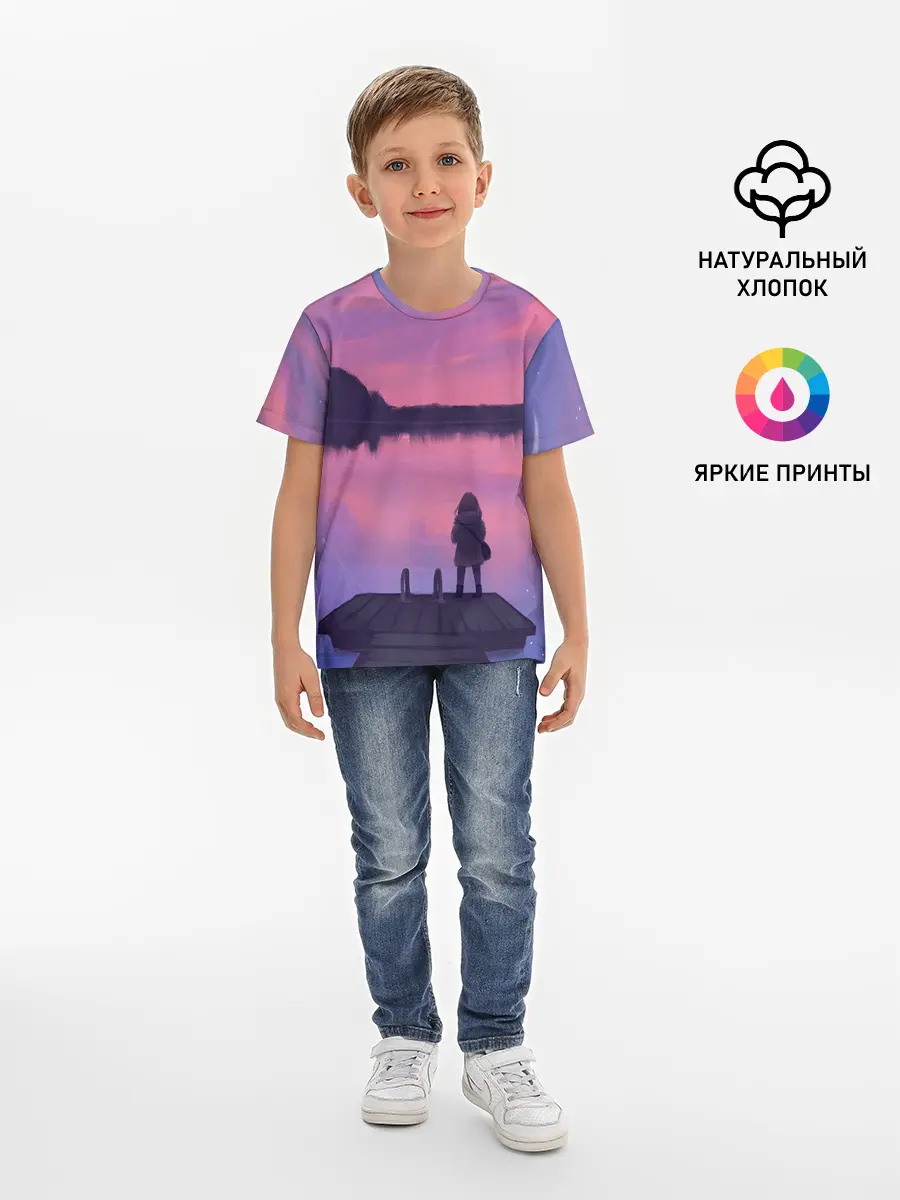 Детская базовая футболка / Закат Солнце