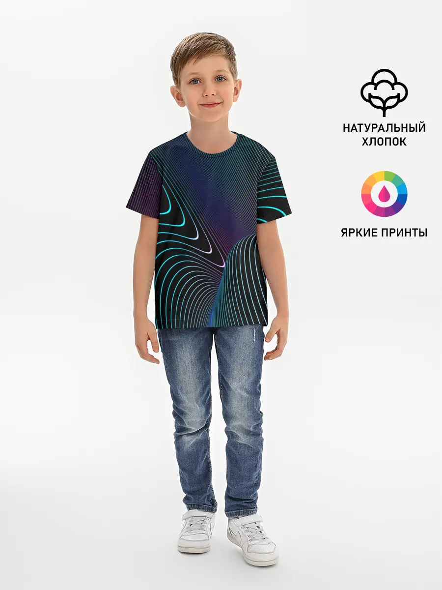 Детская базовая футболка / НЕОН STRIPES