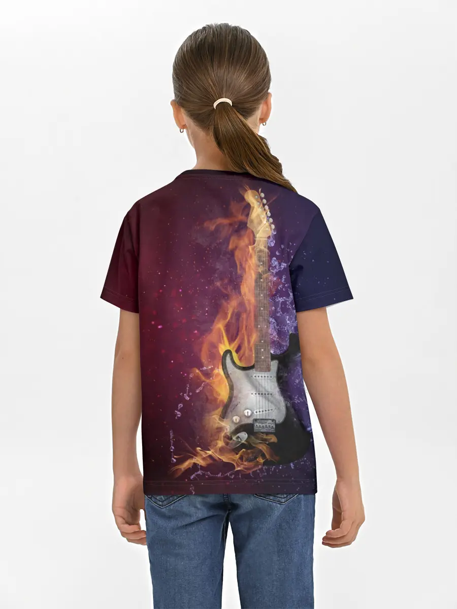 Детская базовая футболка / Гитара - Огонь и вода
