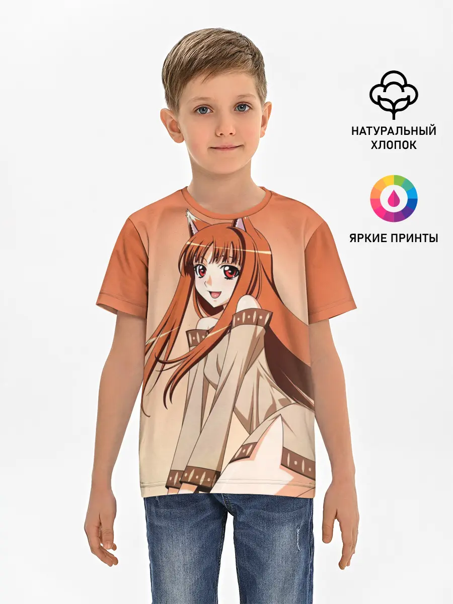 Детская базовая футболка / Милая аниме девочка-оборотень