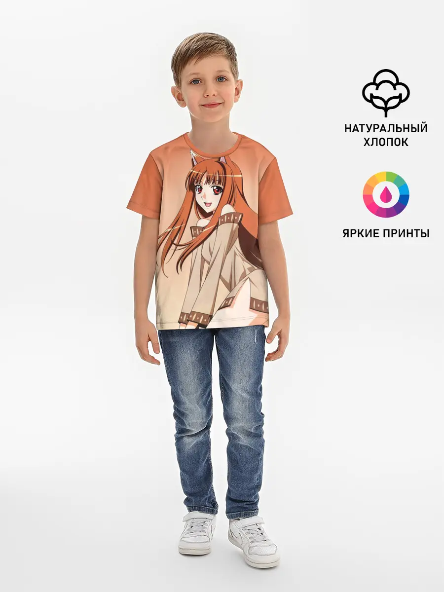Детская базовая футболка / Милая аниме девочка-оборотень