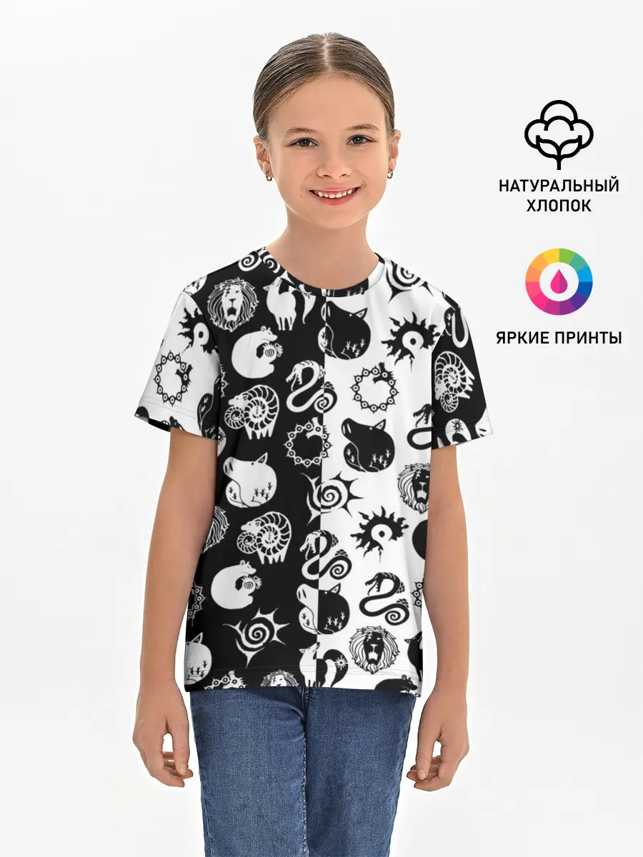 Детская базовая футболка / ЭМБЛЕМЫ 7 СМЕРТНЫХ ГРЕХОВ