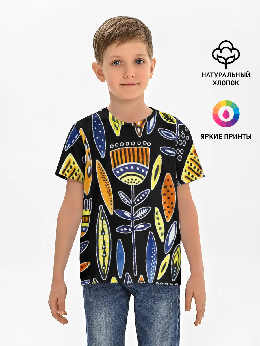 Детская базовая футболка / вечные цветы фараона