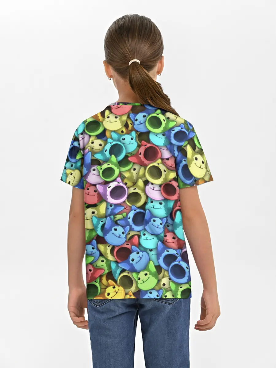 Детская базовая футболка / Цветные Поп Котики