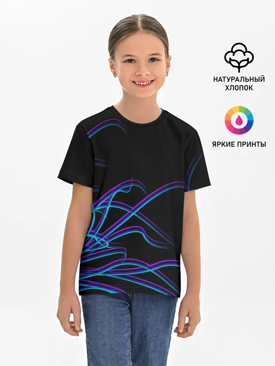 Детская базовая футболка / Неоновые Щупальцы