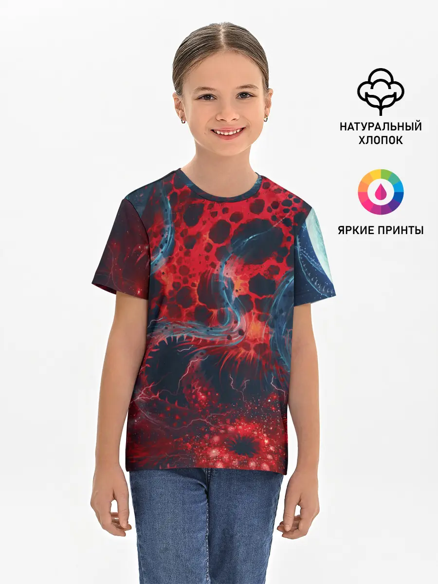 Детская базовая футболка / Гигантский космический монстр