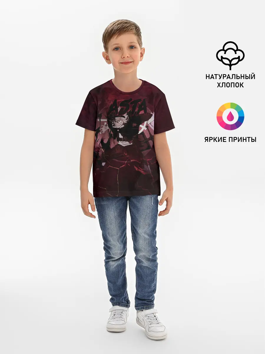Детская базовая футболка / Аста Черный клевер Red style