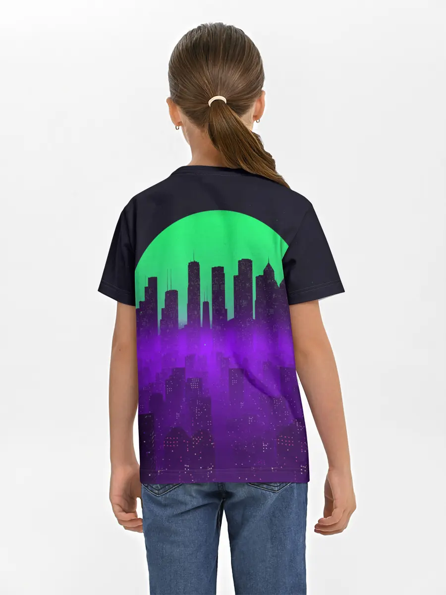 Детская базовая футболка / НЕОНОВЫЙ ГОРОД