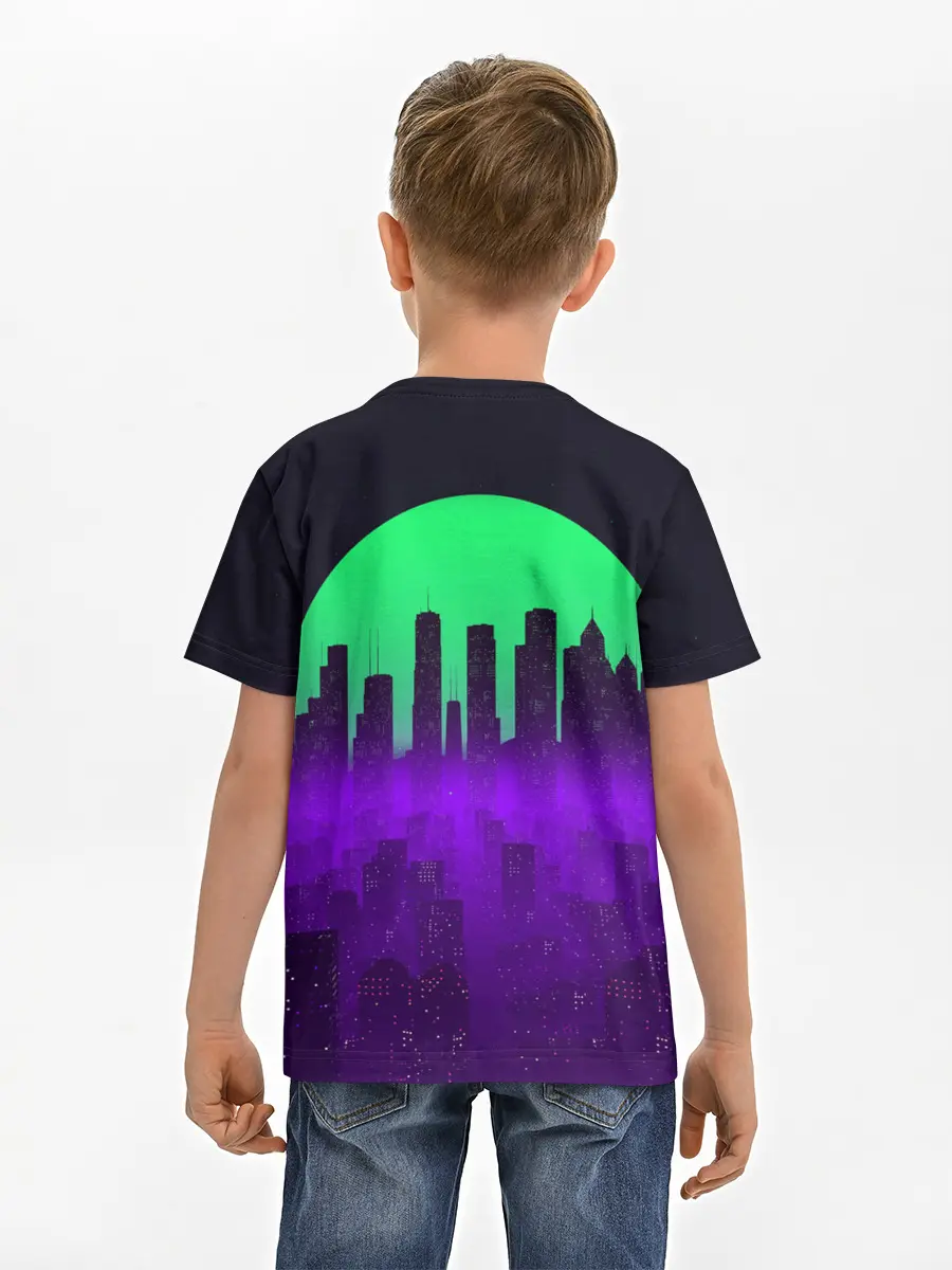 Детская базовая футболка / НЕОНОВЫЙ ГОРОД
