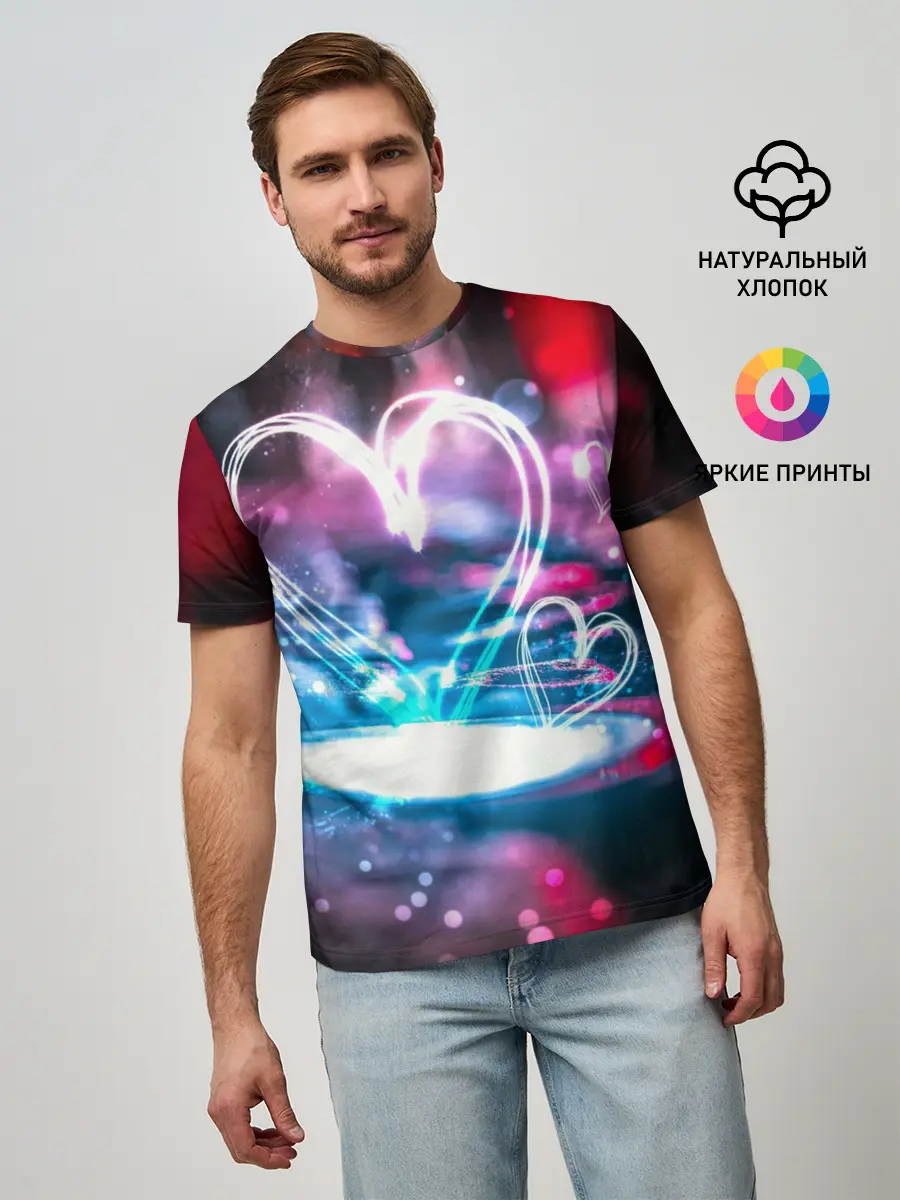 Мужская базовая футболка / Неоновое сердце