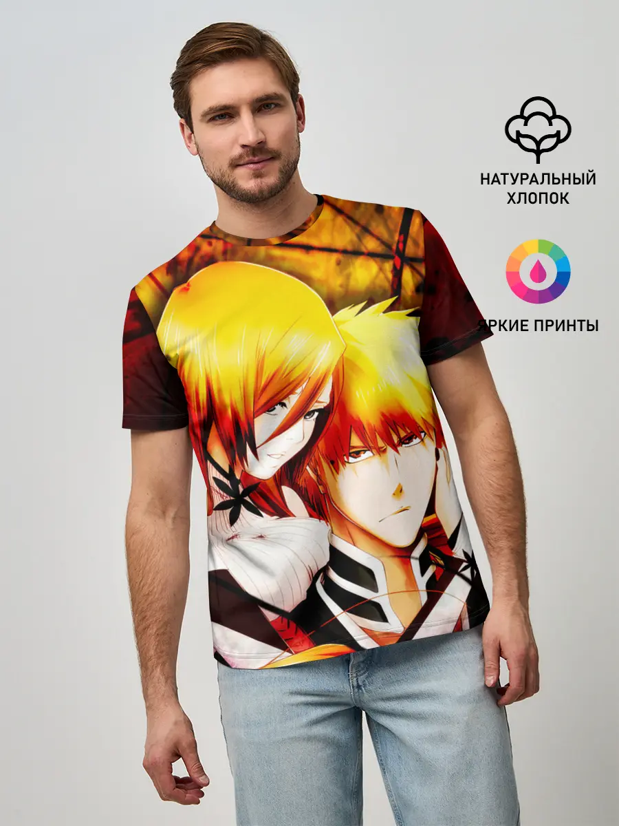 Мужская базовая футболка / Ичиго Куросаки и Орихиме Иноуэ