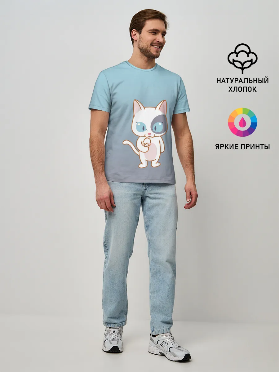 Мужская базовая футболка / кот с мороженкой