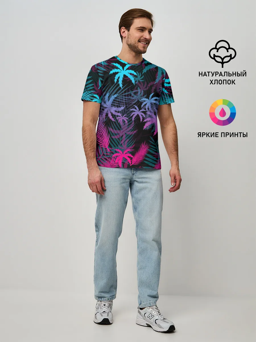 Мужская базовая футболка / НЕОНОВЫЕ ПАЛЬМЫ | NEON PALMS
