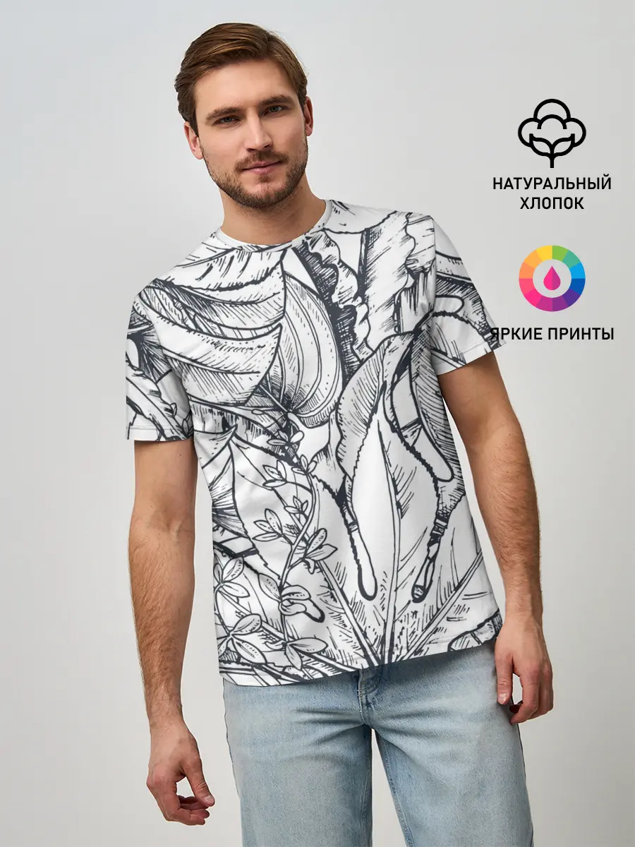 Мужская базовая футболка / Тропические листья