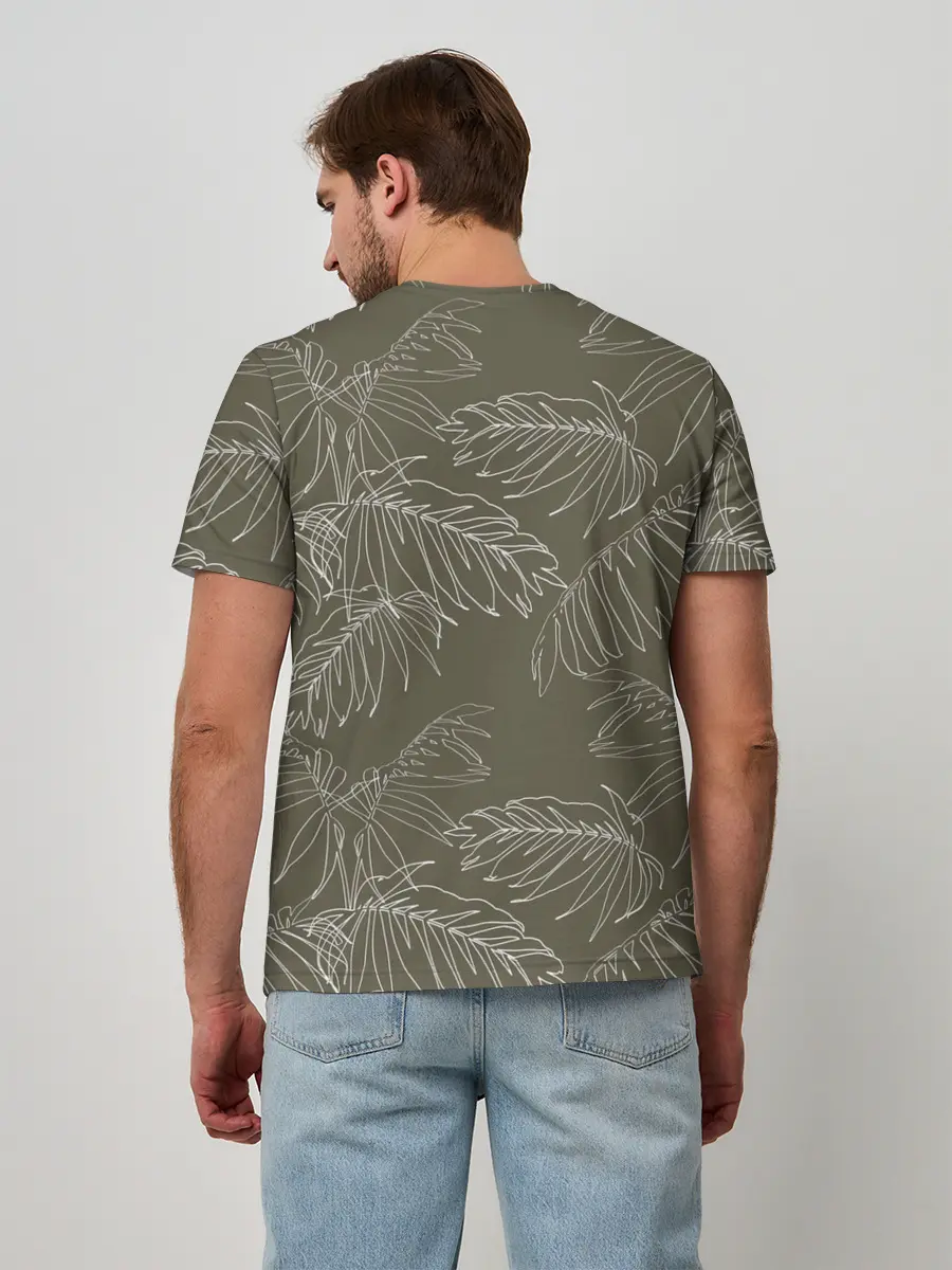 Мужская базовая футболка / листья пальмы