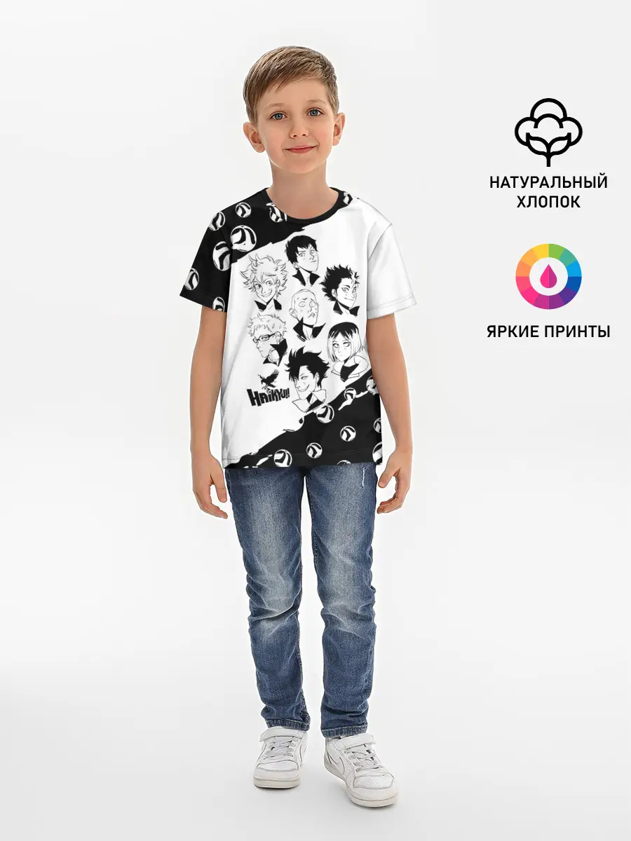 Детская базовая футболка / ВОЛЕЙБОЛ!! семь персонажей