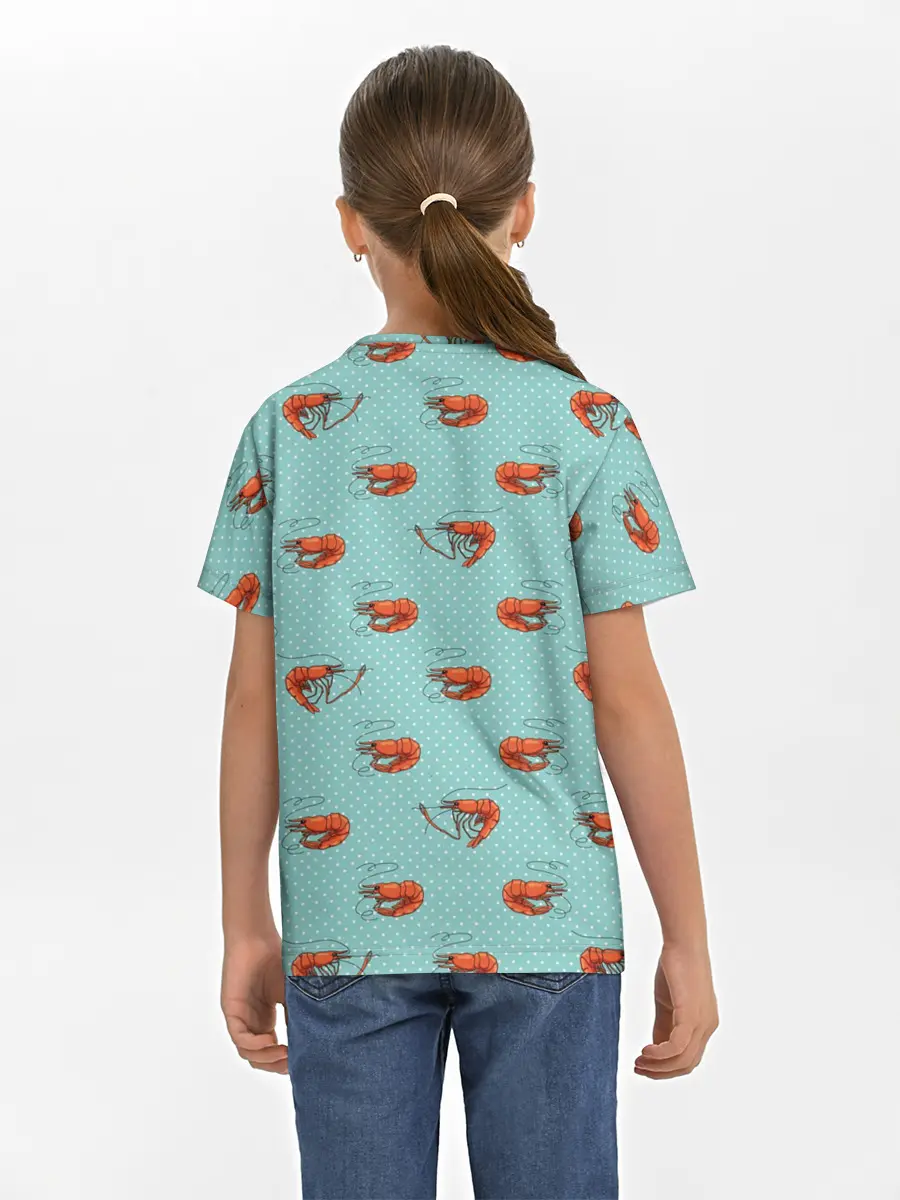 Детская базовая футболка / Креветки паттерн