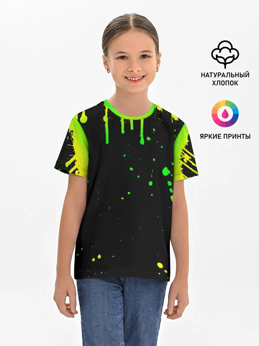 Детская базовая футболка / НЕОНОВЫЕ ПОДТЕКИ
