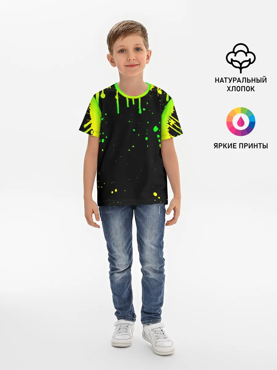 Детская базовая футболка / НЕОНОВЫЕ ПОДТЕКИ