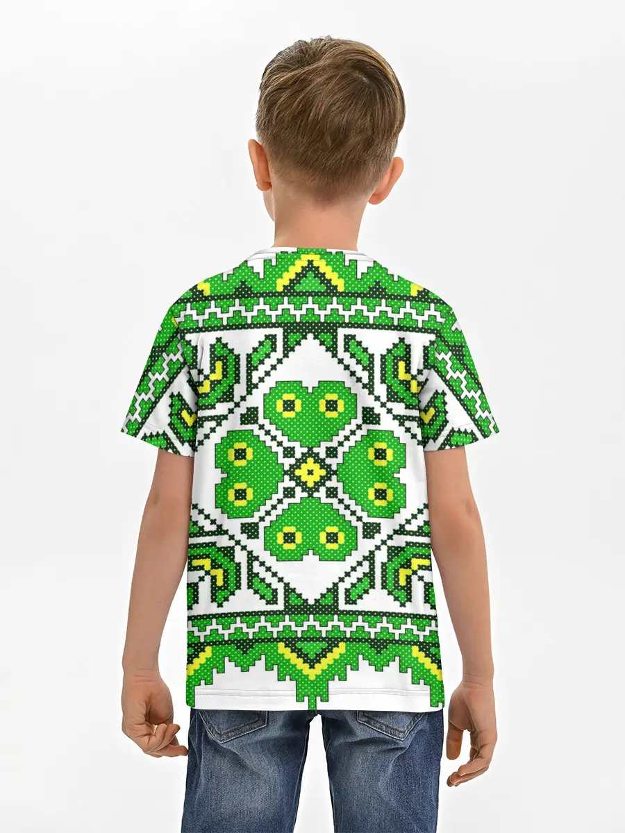 Детская базовая футболка / Славянский Узор Зеленый