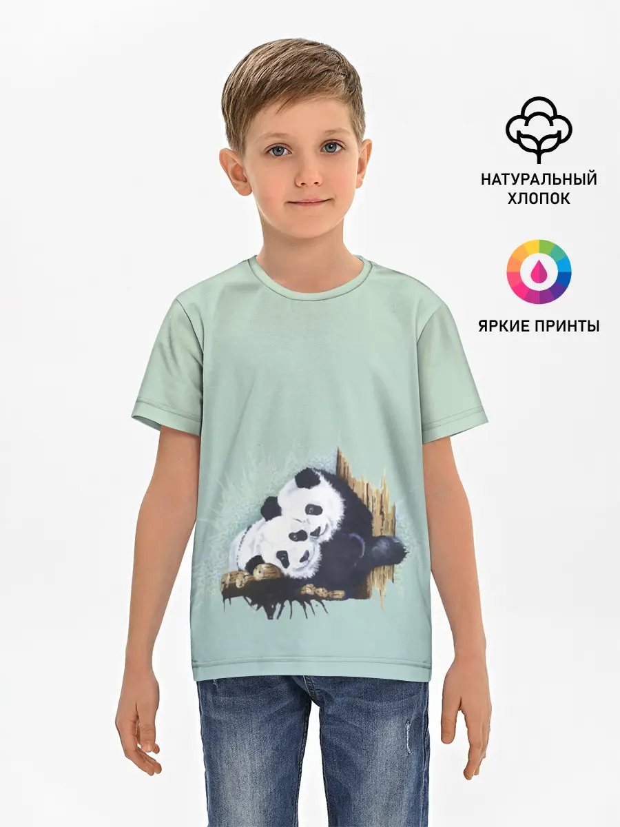 Детская базовая футболка / акварельные панды