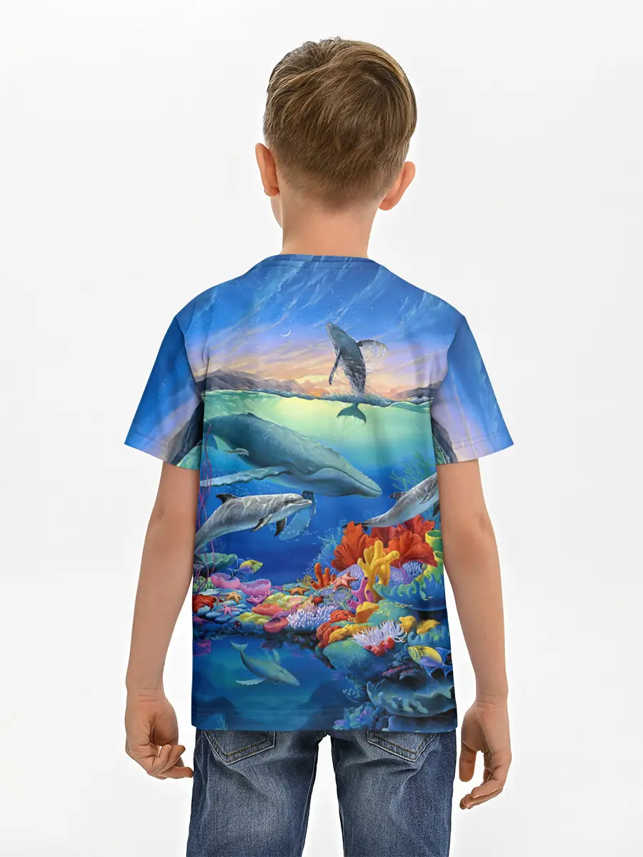 Детская базовая футболка / Киты и дельфины