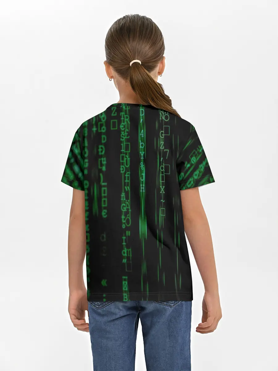 Детская базовая футболка / Матрица букв и чисел