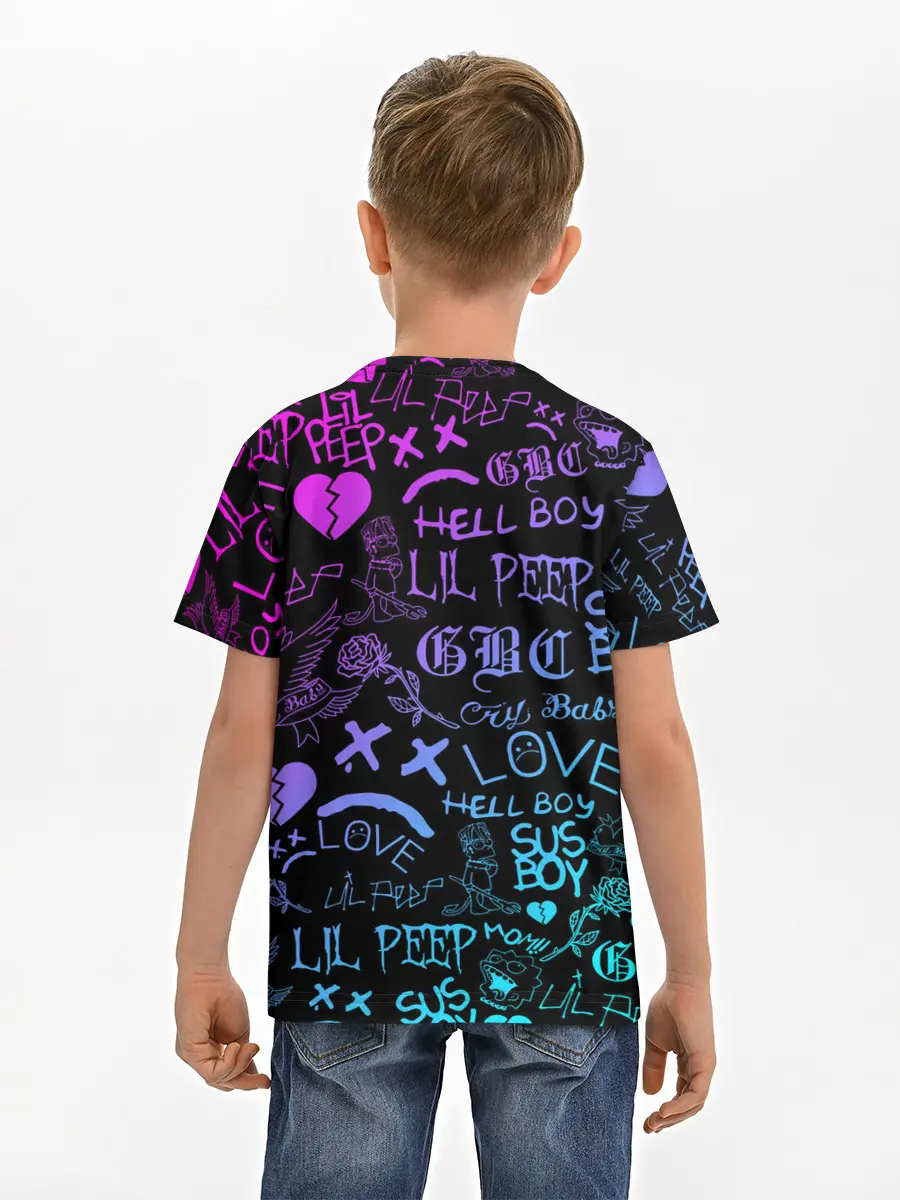 Детская базовая футболка / LIL PEEP NEON | ЛИЛ ПИП НЕОН