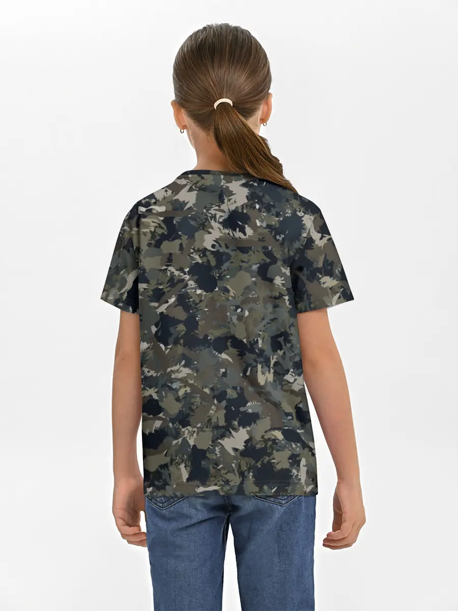 Детская базовая футболка / Камуфляж с кабаном