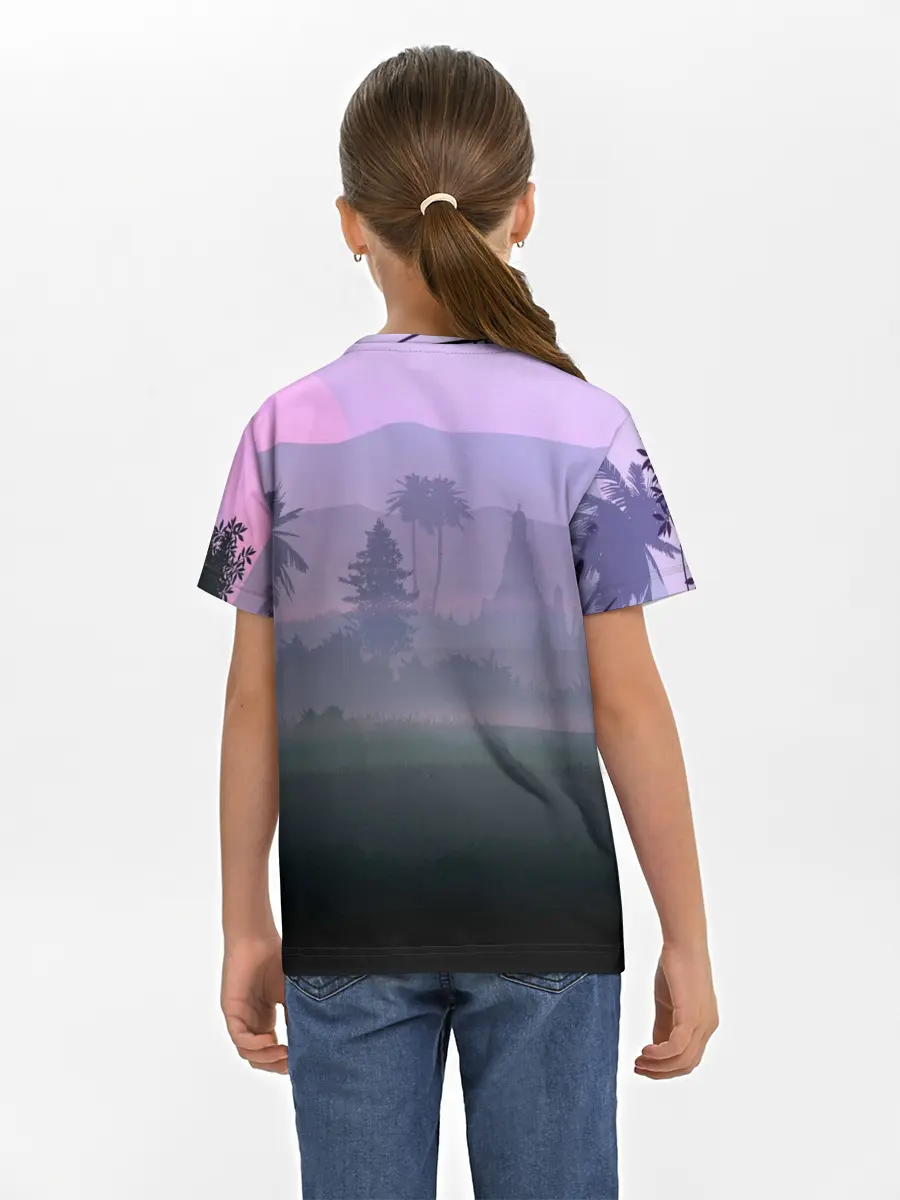 Детская базовая футболка / forest at sunset