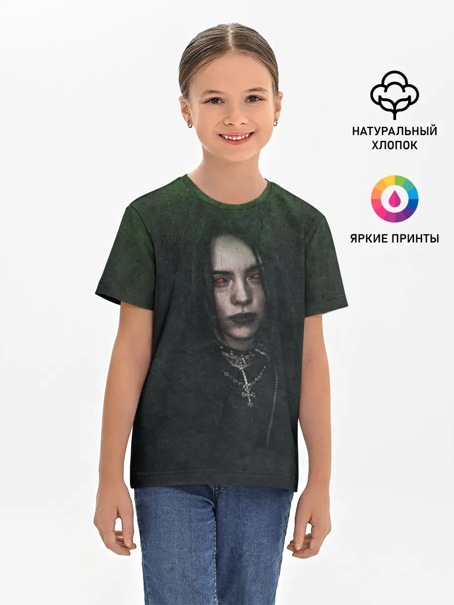 Детская базовая футболка / Билли Айлиш демонический стиль