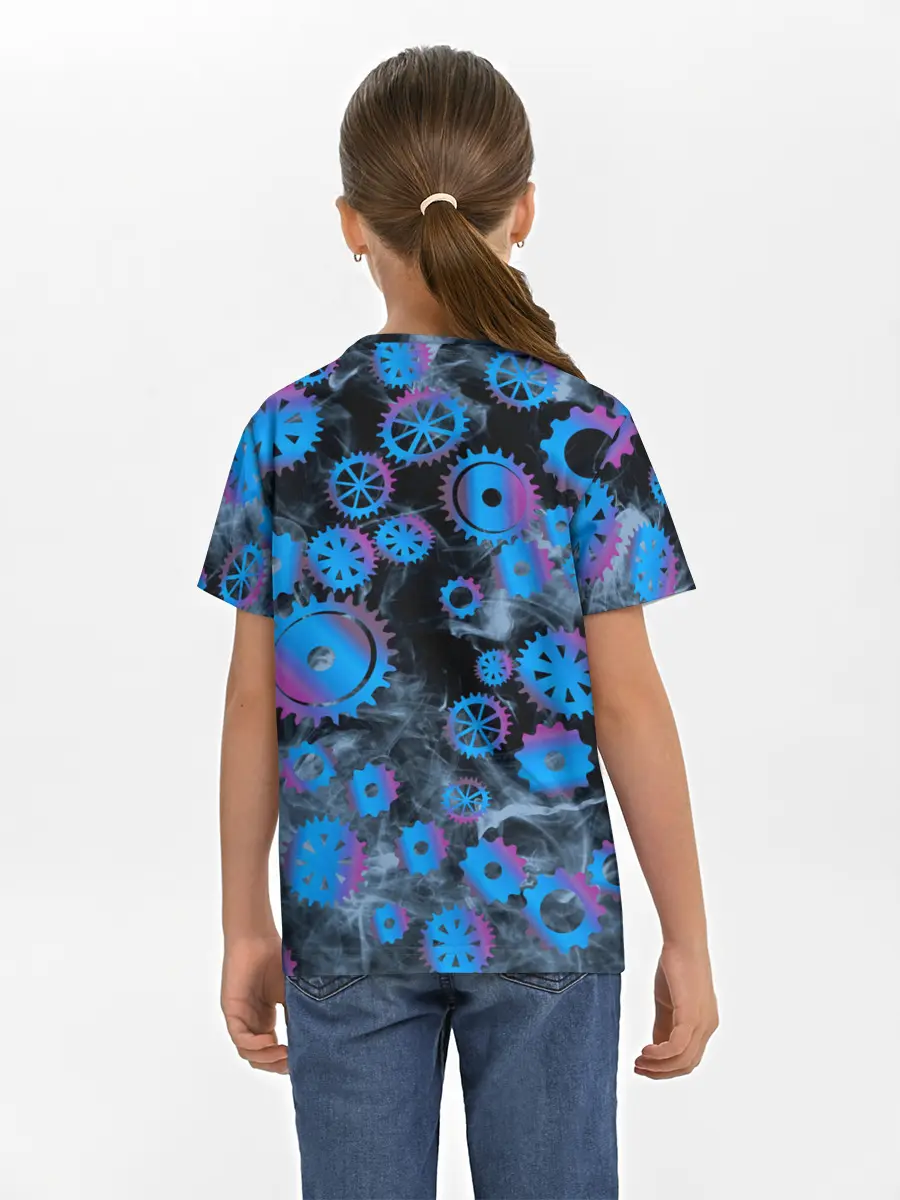 Детская базовая футболка / механизм и дым, стимпанк