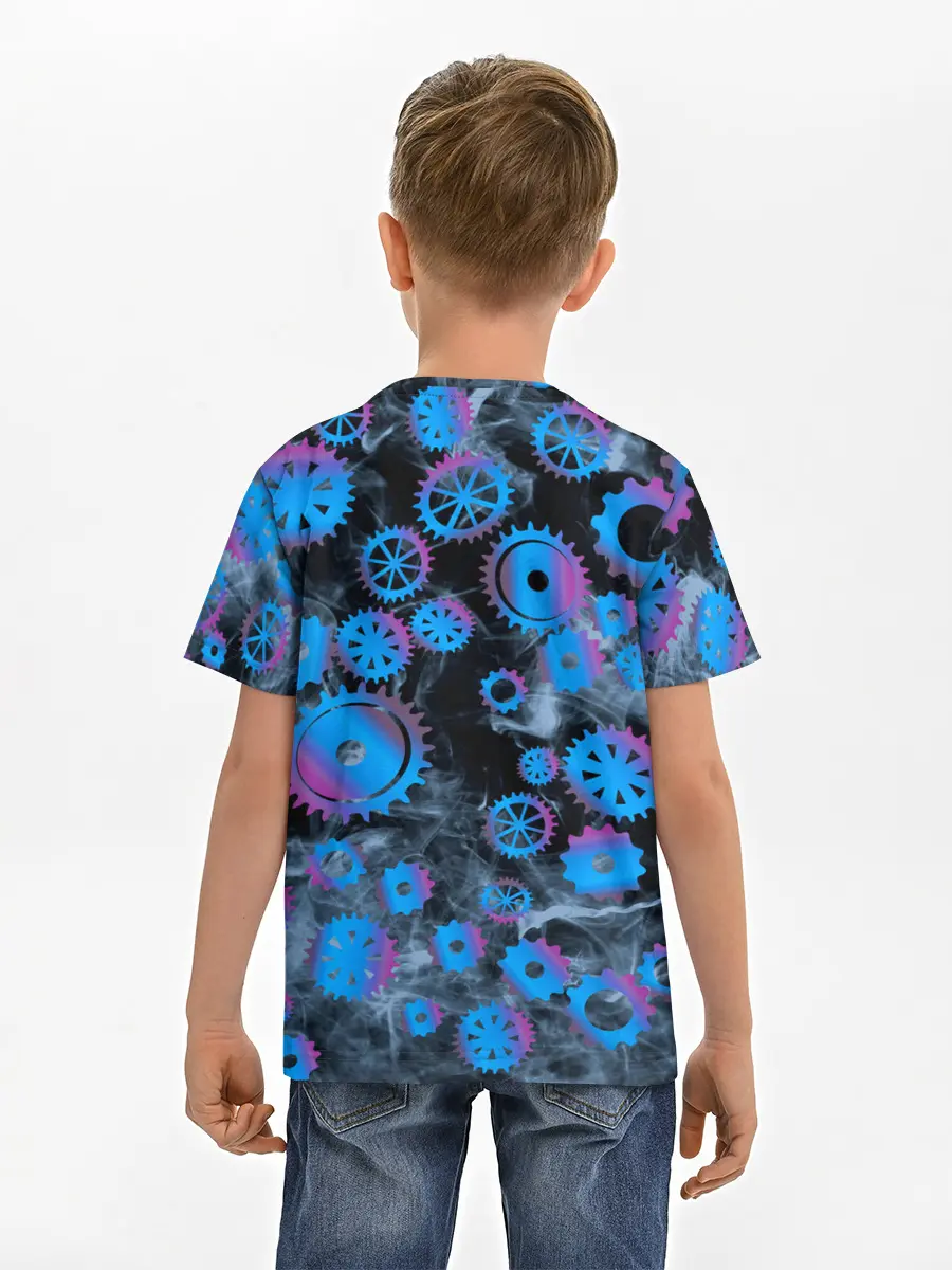 Детская базовая футболка / механизм и дым, стимпанк