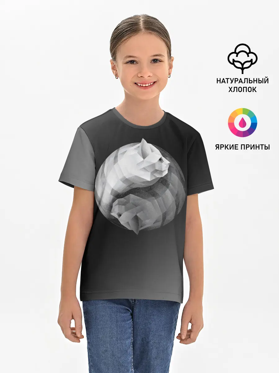 Детская базовая футболка / Янь Янь Котики