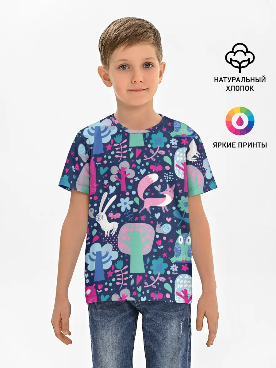 Детская базовая футболка / Лесные животные