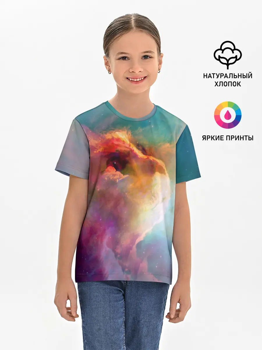 Детская базовая футболка / КОСМИЧЕСКИЙ КОТ
