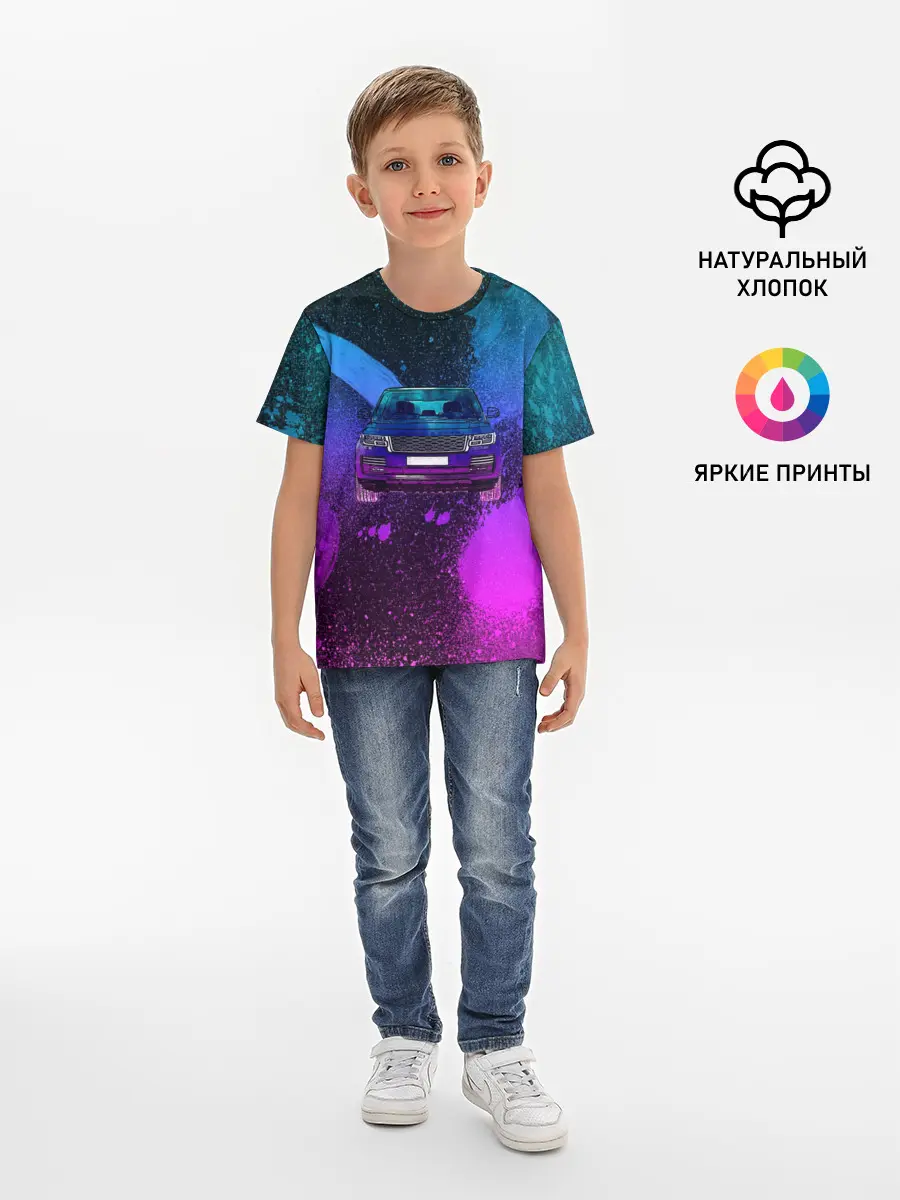 Детская базовая футболка / LAND ROVER NEON