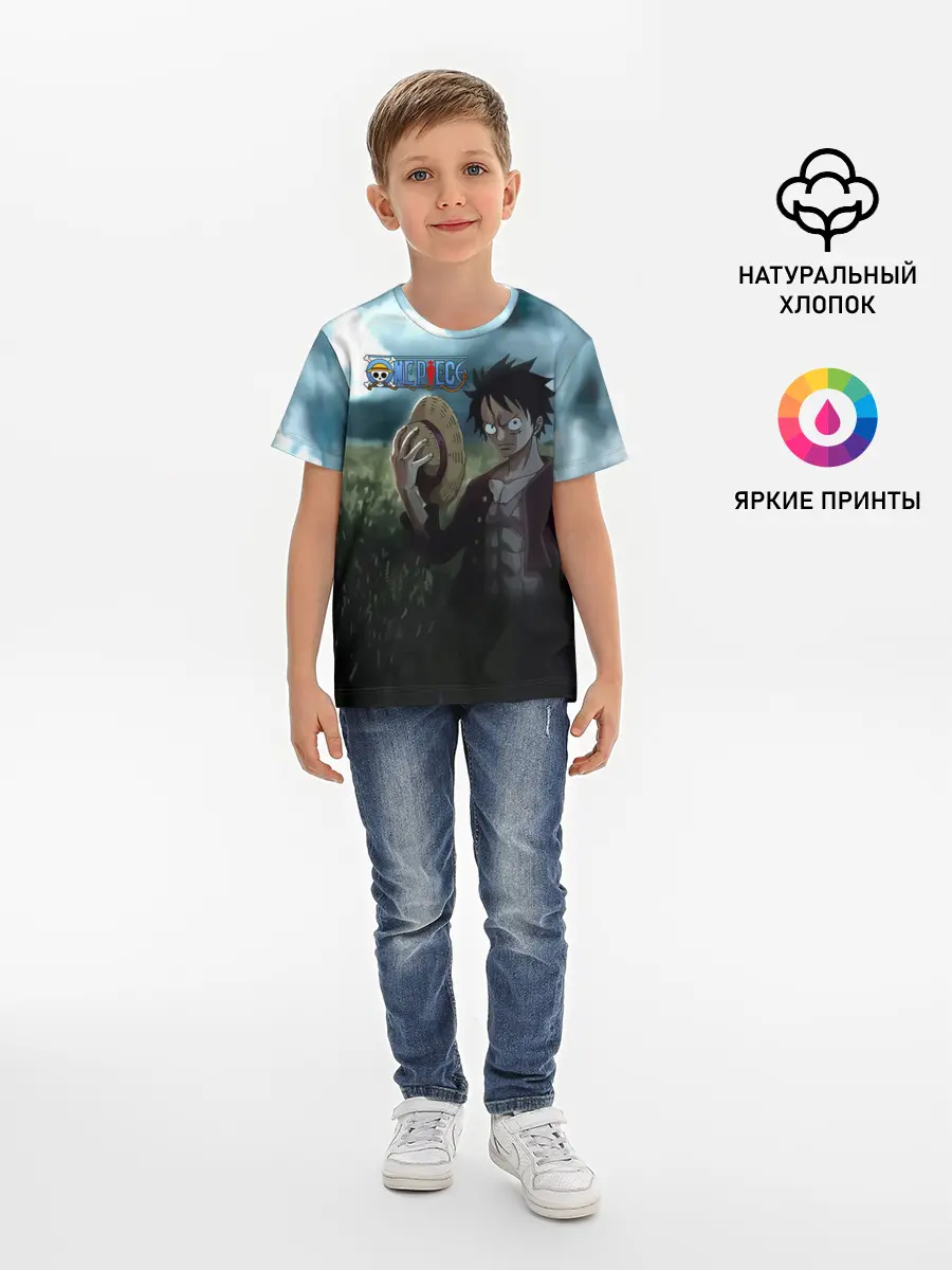 Детская базовая футболка / Луффи в поле. One Piece