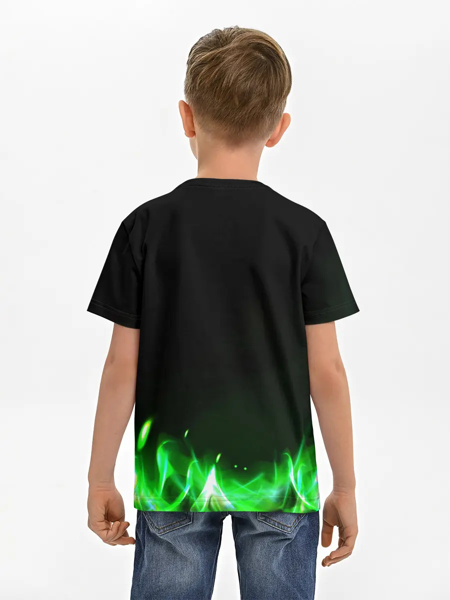Детская базовая футболка / Зеленый огонь