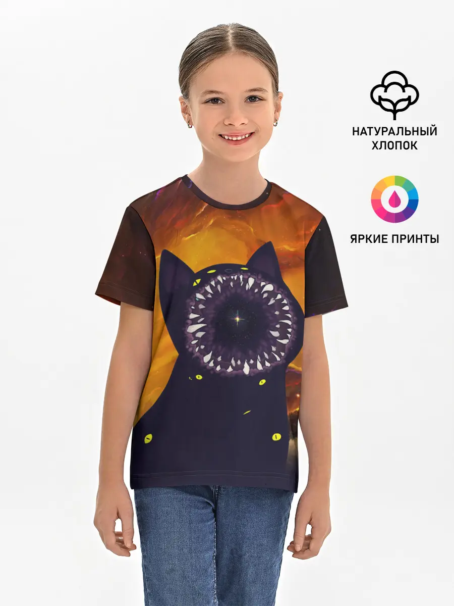 Детская базовая футболка / Космический кот | Space Cat