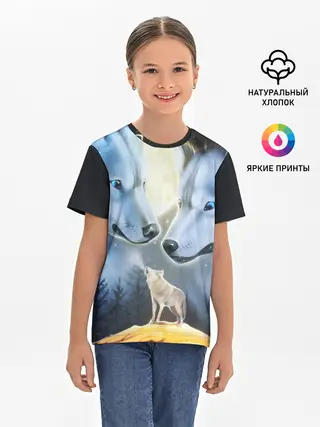 Детская базовая футболка / ВОЛК В НОЧИ