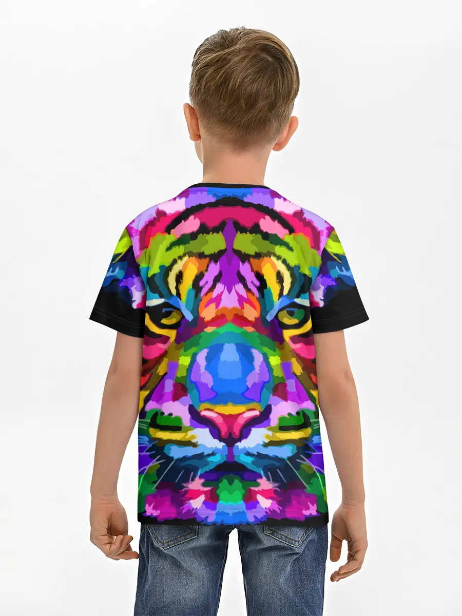 Детская базовая футболка / Neon tiger