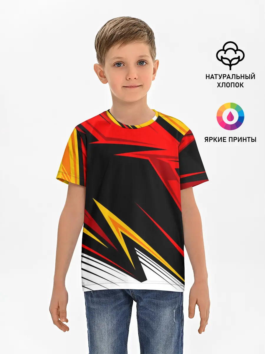 Детская базовая футболка / КРАСНО-ЖЕЛТЫЙ СПОРТ | SPORT