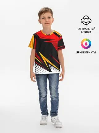 Детская базовая футболка / КРАСНО-ЖЕЛТЫЙ СПОРТ | SPORT