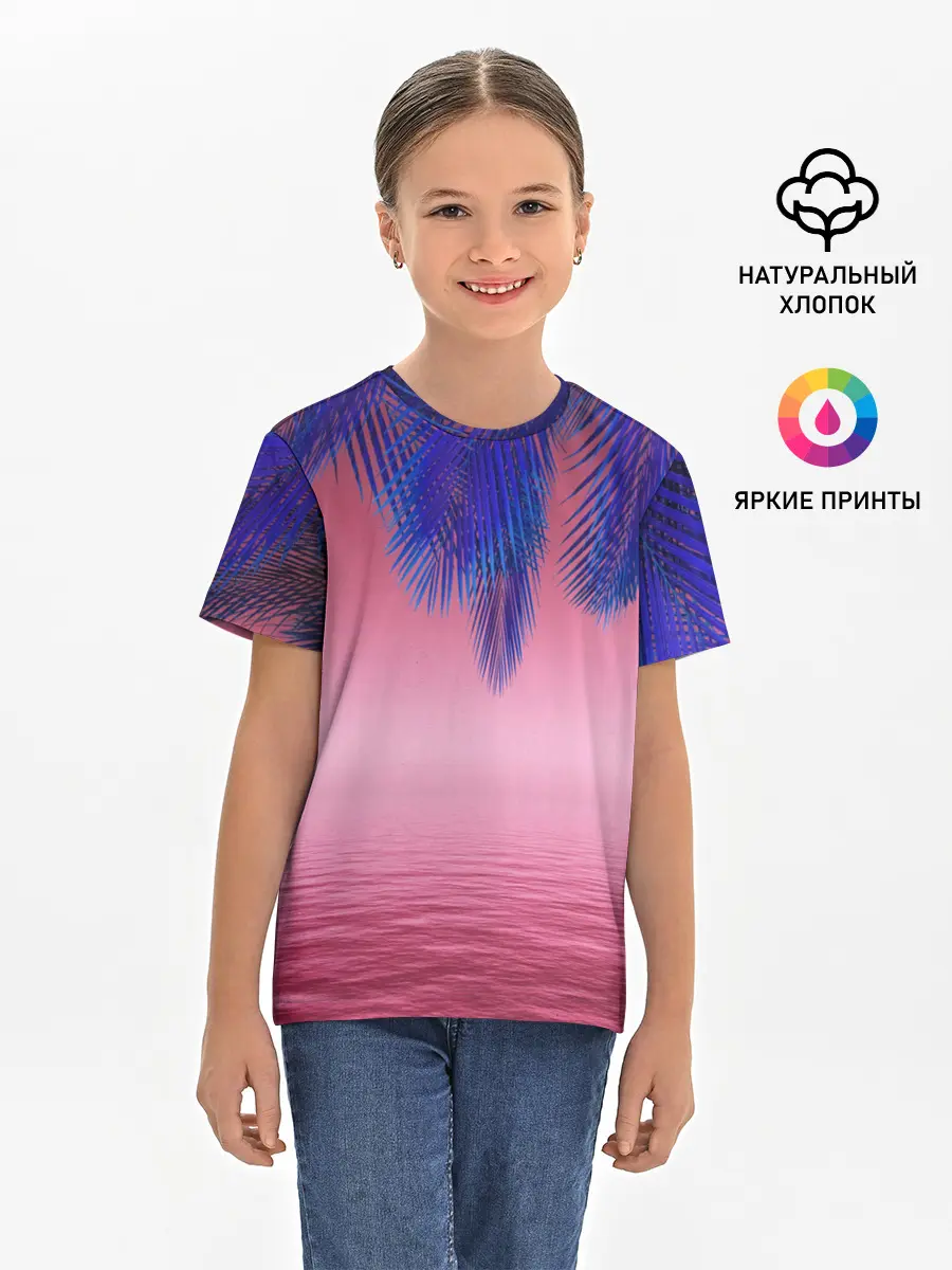Детская базовая футболка / Неоновые Тропики