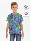 Детская базовая футболка / Неоновый яркий абстрактный узо