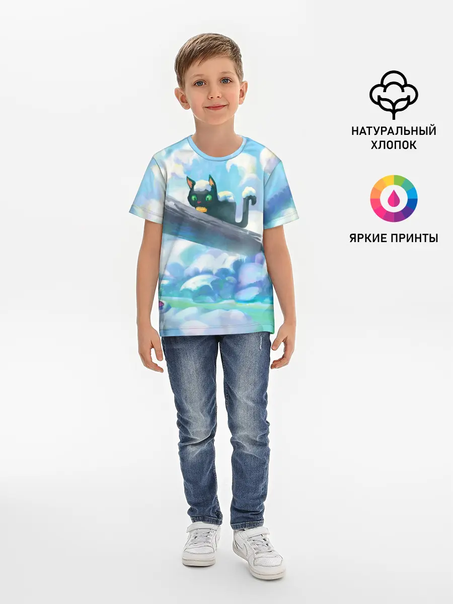 Детская базовая футболка / Снежный котенок