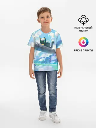 Детская базовая футболка / Снежный котенок