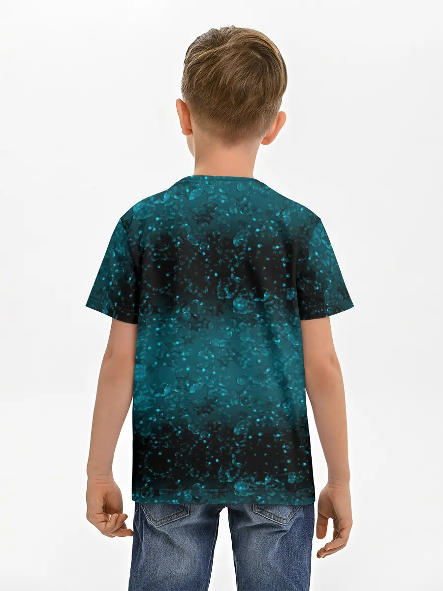 Детская базовая футболка / Черно-синие блестки