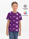 Детская базовая футболка / узор цветы на фиолетовом фоне